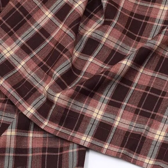 B.Sure Brown Plaid Straight-Leg Casual Pants - Picture 4 of 4